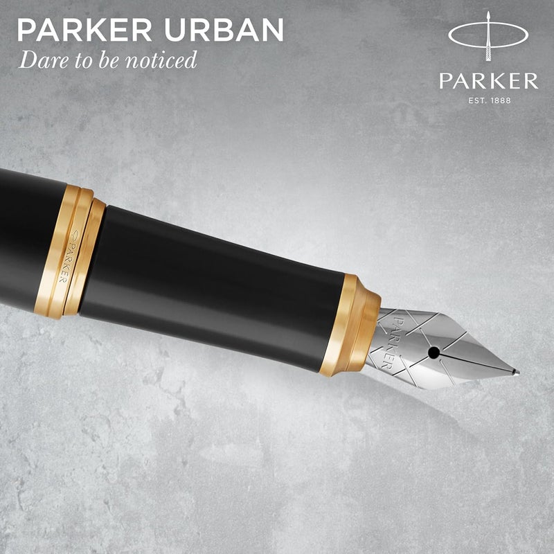 Parker Urban Duo Gift Set with Ballpoint Pen & Fountain Pen - Muted Black with Gold Trim - Image 3